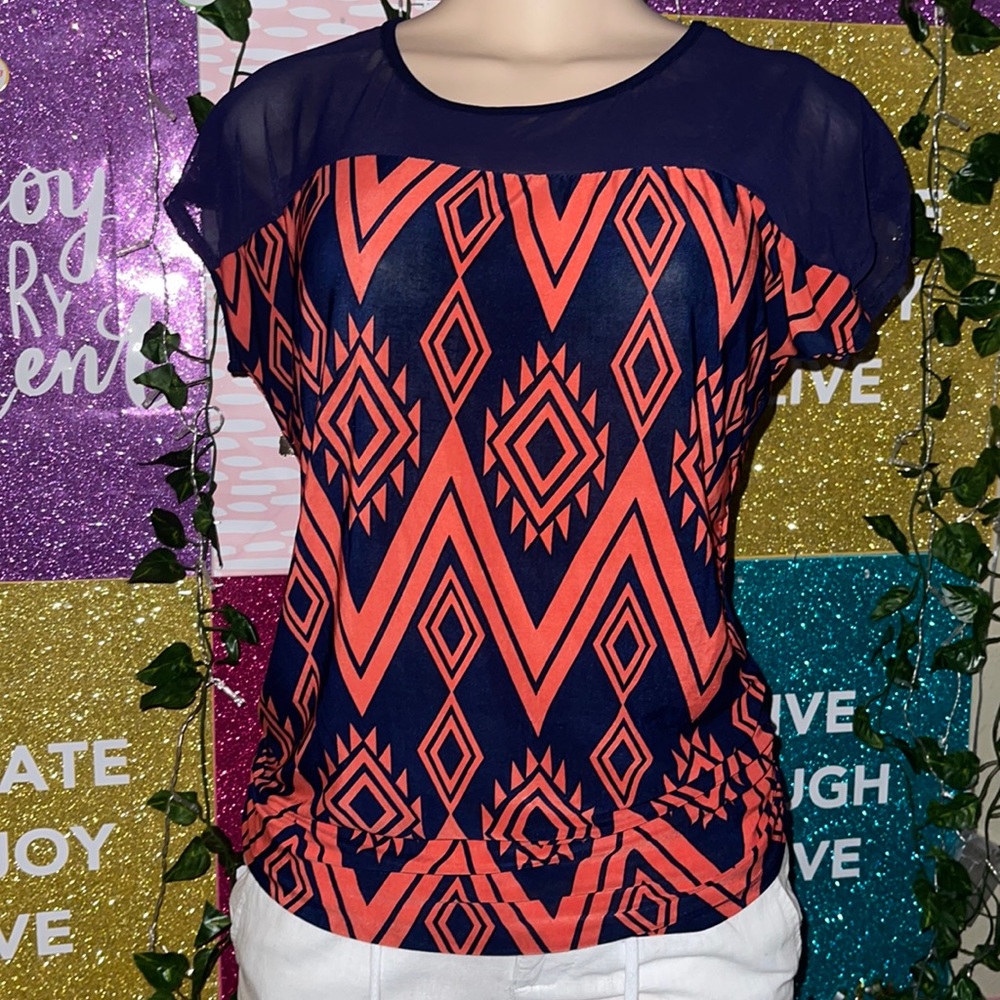 BLUE AND Orange BLOUSE 👚 Graphic designs